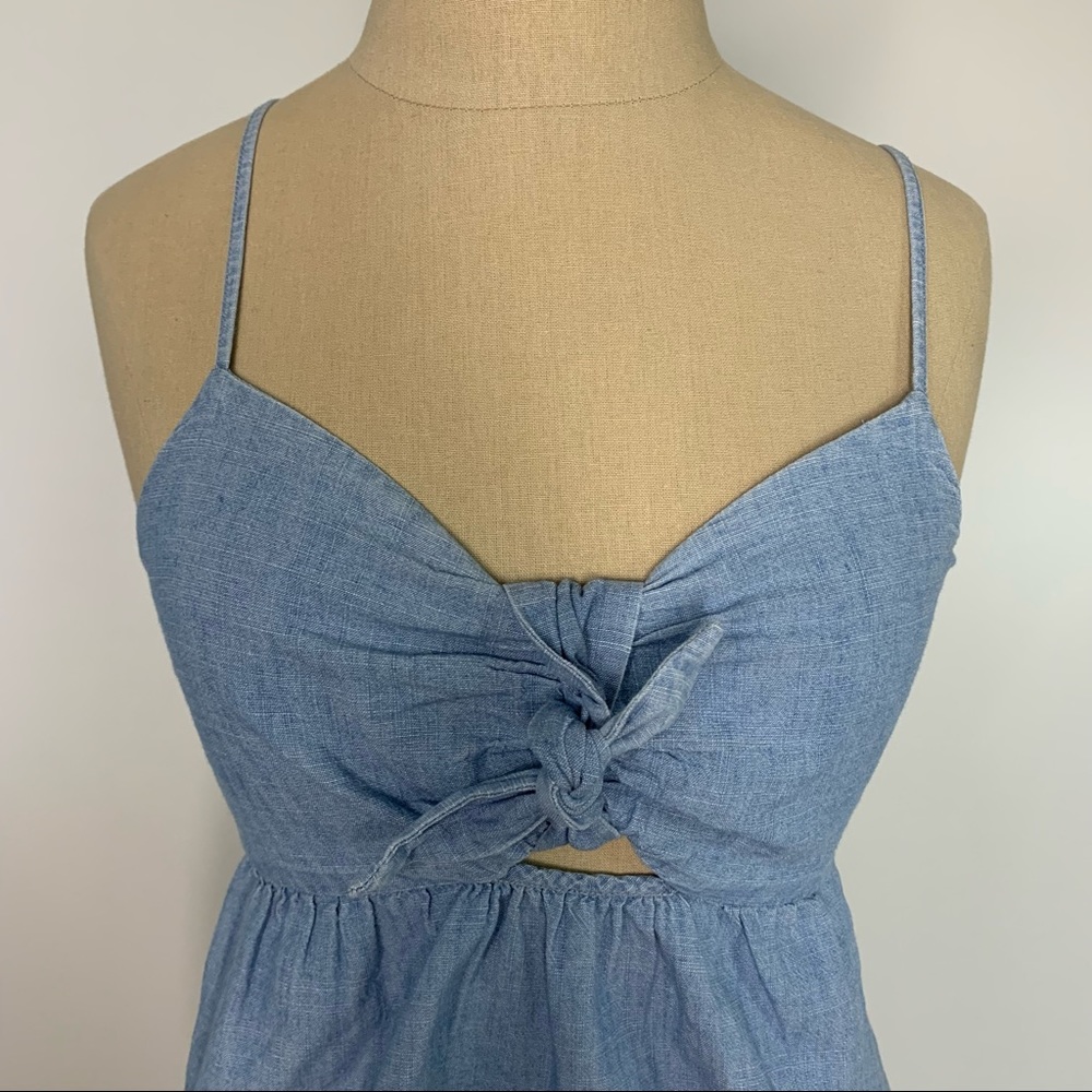 Madewell Chambray Tie-Front Keyhole Cami Top Cotton 00 - Picture 6 of 16